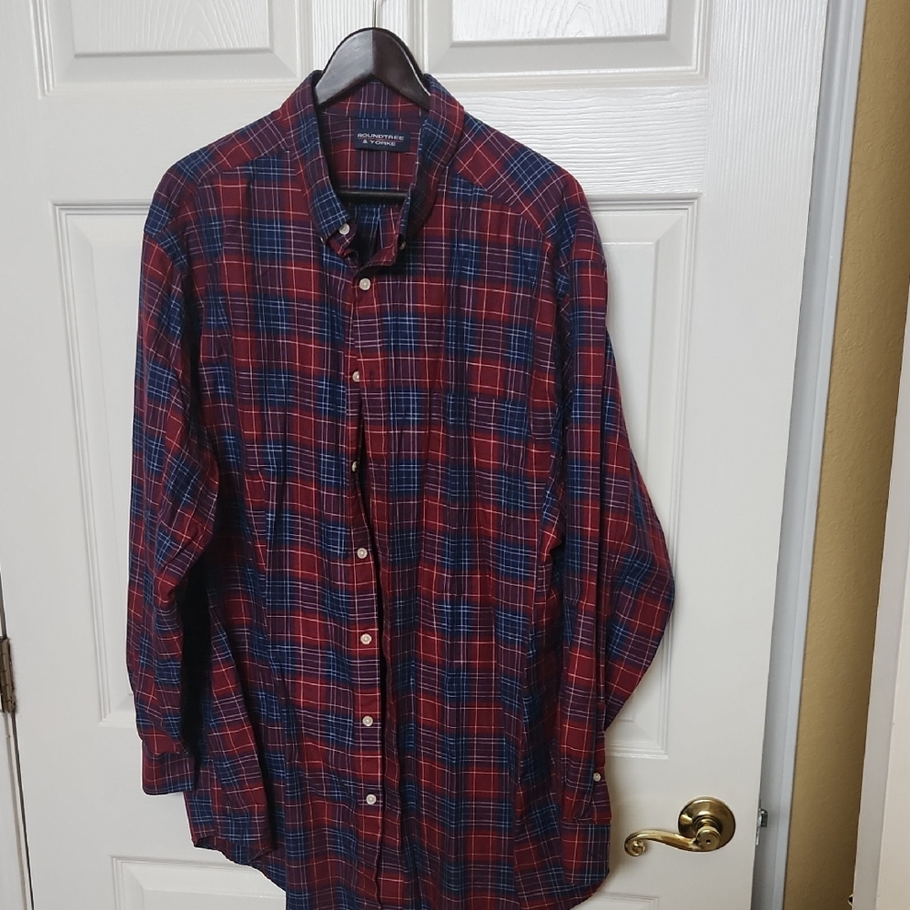 Men's Red and Blue Plaid Shirt